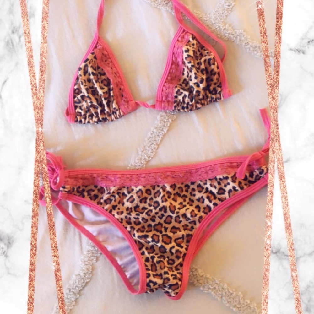 Animal Print Pink Lace Bikini